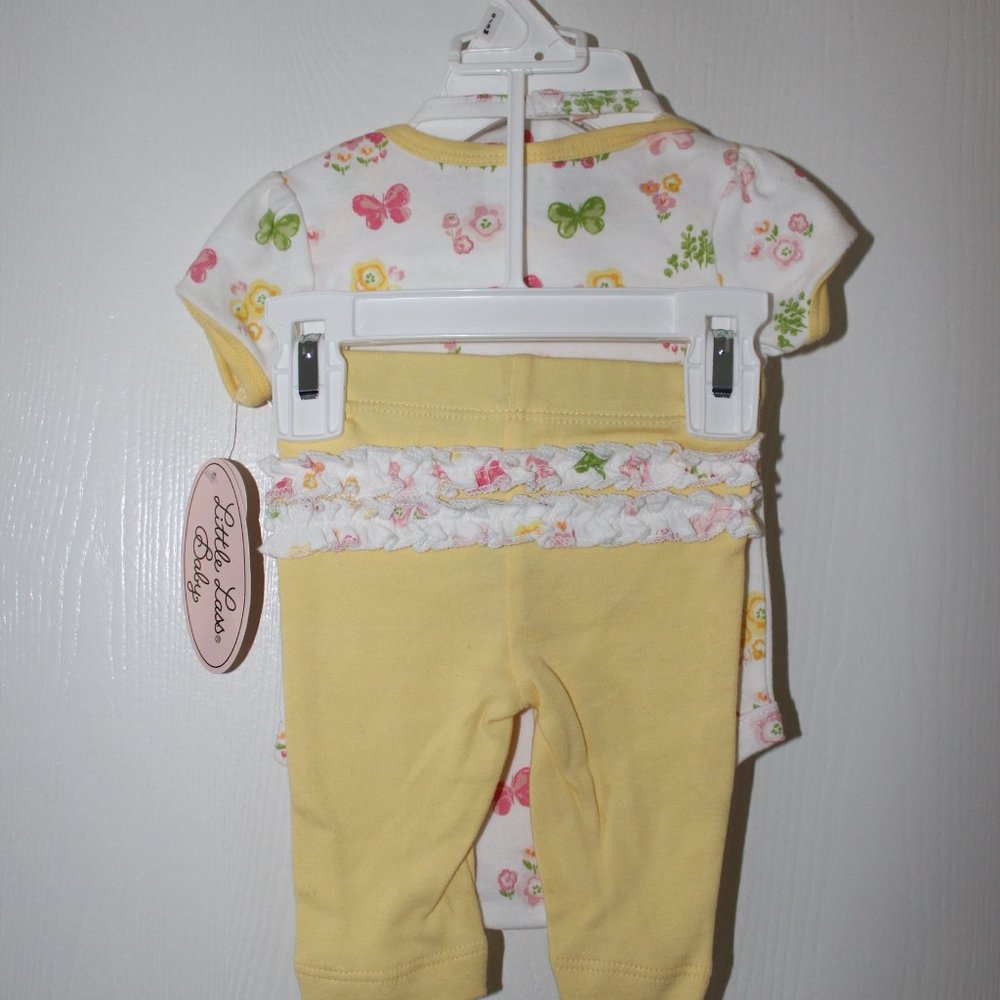 Little Lass Baby Girl Size 0-3M Lot of 6 Bodysuit Pants Bib Hat Yellow Pink NWT - Picture 14 of 14